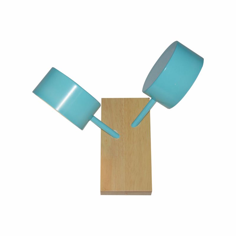 Double Drum Shade Wall Mounted Light Contemporary Metal 2 Bulbs Black/White/Blue Wall Lighting Fixture for Kitchen