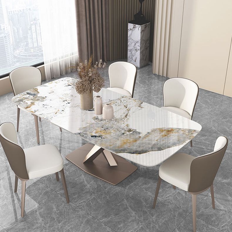 Traditional Luxury Pedestal Furniture Stone Dining Table for Dining Room