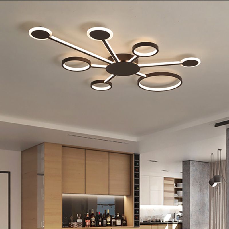 Acrílico Sputnik montaje empotrado modernista 4/5/6 luces café LED montaje empotrado lámpara en luz blanca/cálida