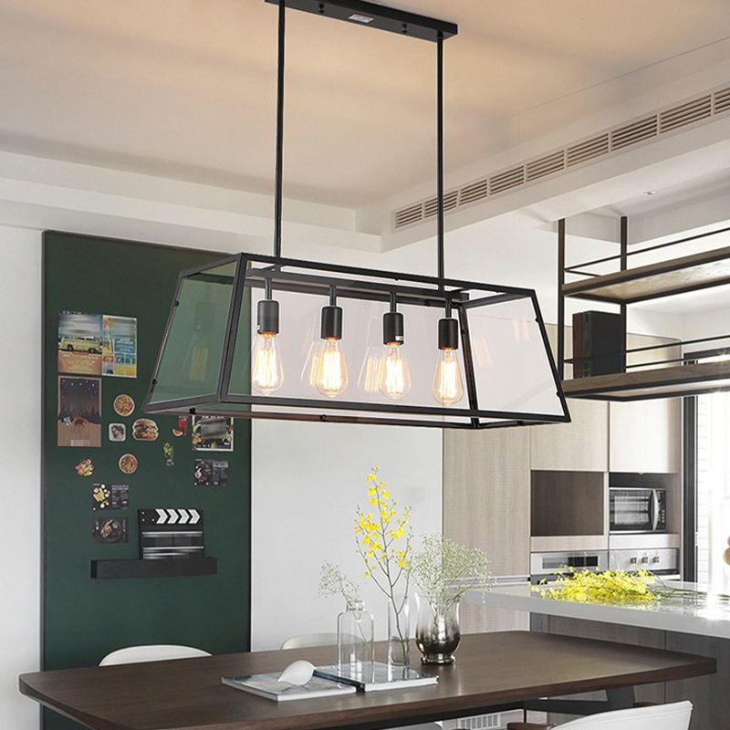 Industrial Black Island Light Metallic Pendant Lighting Fixture for Dining Room