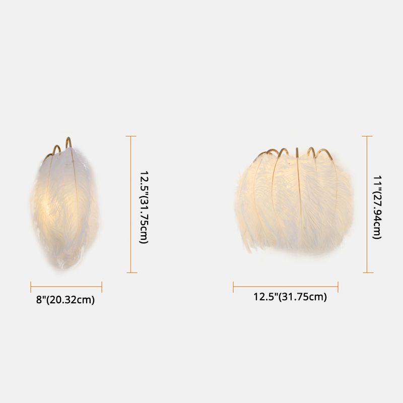 Nordic Feather Wall Mount Light 1 Light Ambient Lighting Wall Lamp for Bedroom