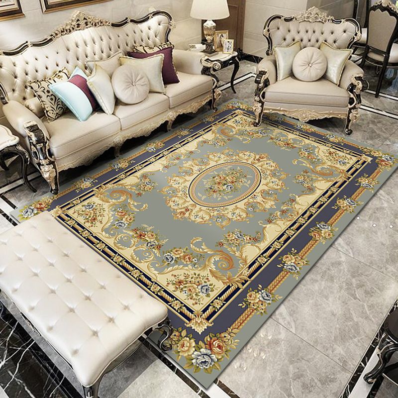 Yellow Modern Rug Blended Graphic Rug Non-Slip Backing Rug for Living Room