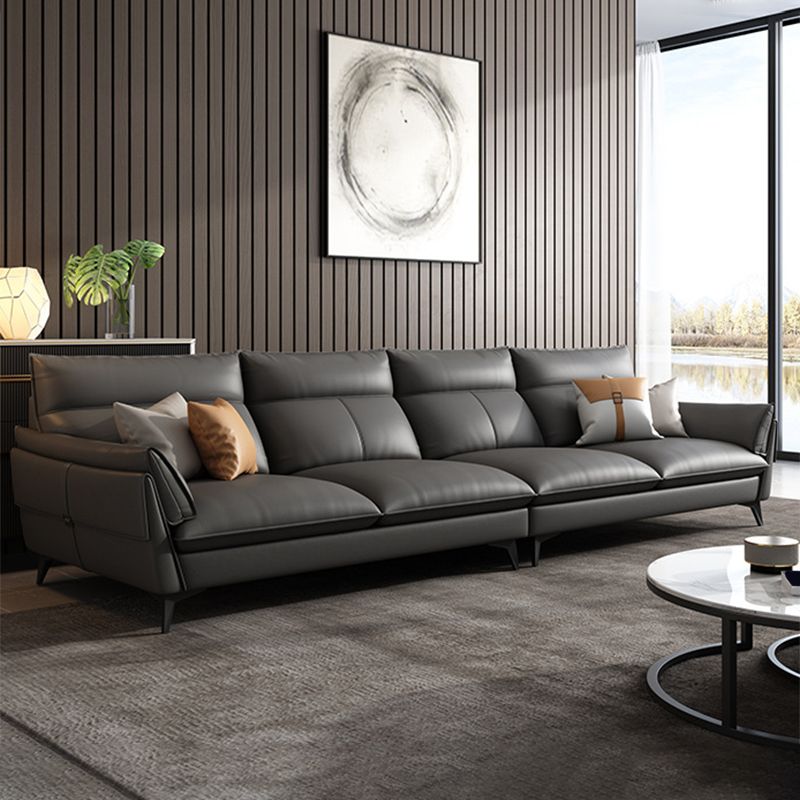 Black/grey Leather Sofa Armrest and Cushioning Back Sponge/latex Seat Filling Sofa Bed