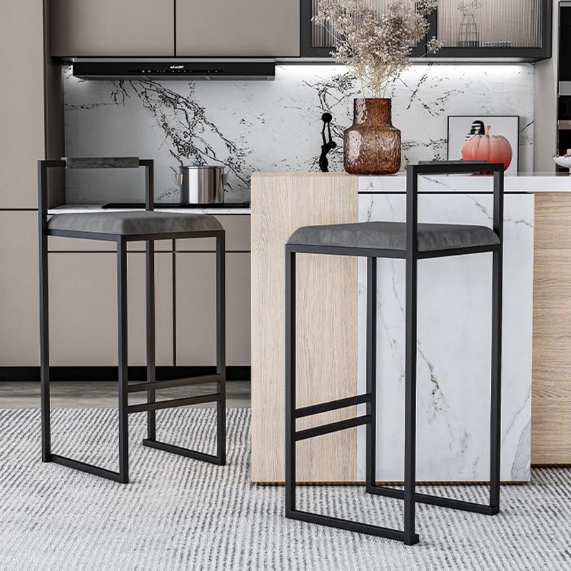 Metal Low Back Counter Stool Modern Aemless Upholstered Bar Chair
