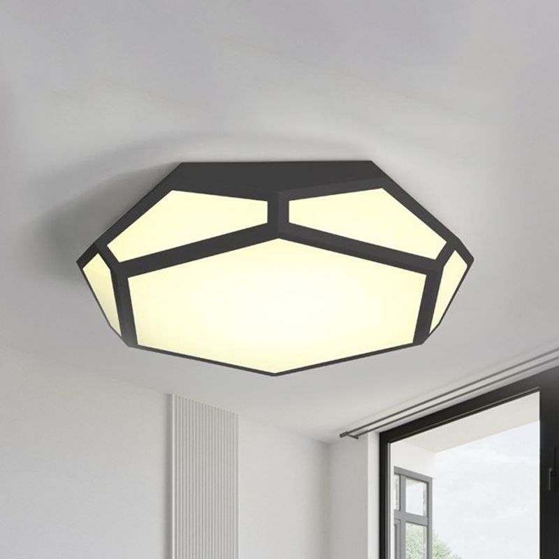 16.5"/20.5" Dia Metal Geometric Flush Mount Lighting with Acrylic Shade Nordic Black/White LED Ceiling Light in Warm/White