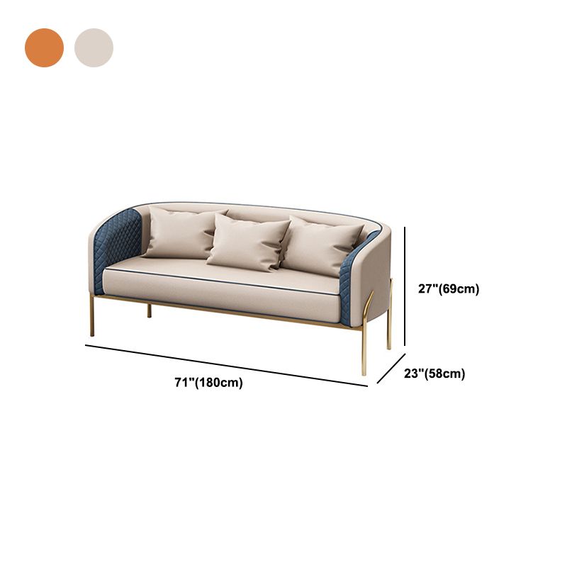 Modern 22.83" Wide Sofa Faux Leather Tuxedo Arm Sofa for Living Room