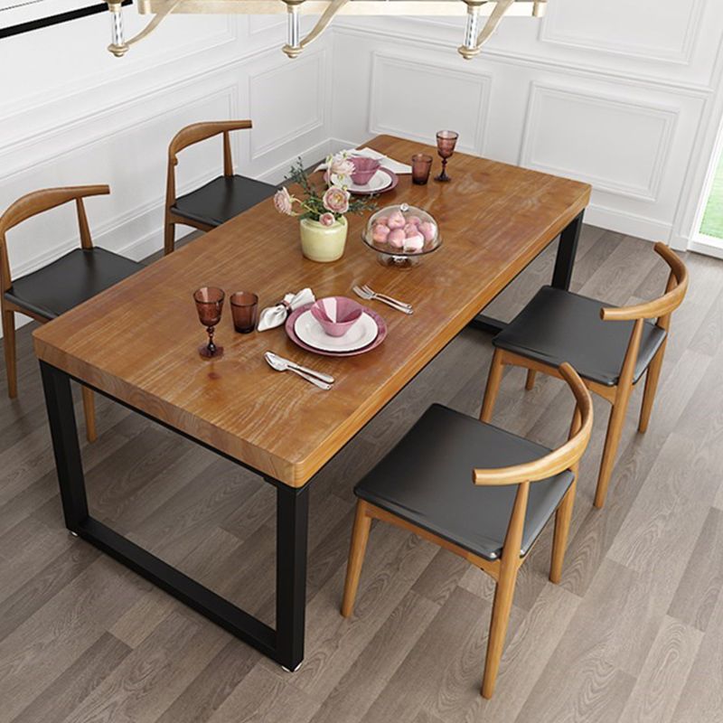 Wood Top Industrial Dining Table Set 1/2/5 Pieces Brown Dinette Set for Home