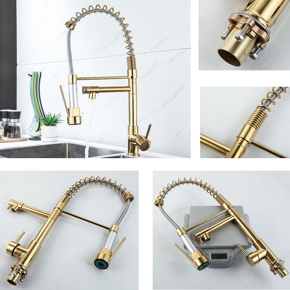 Modern Farmhouse Faucet Spring Spout Double Handles Kitchen Faucet High Arch Water Filler