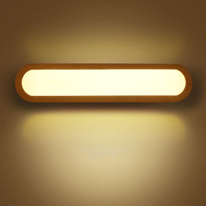 Linear ovale en bois rincier mural simplicité en acrylique LED Vanité murale pour chambre à coucher
