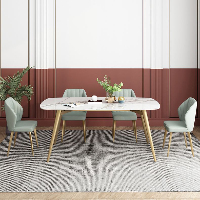 Rectangle Fixed Dining Table Luxury Sintered Stone Kitchen Table