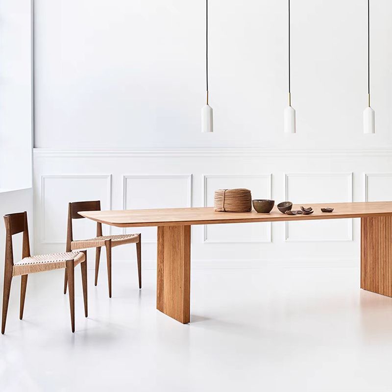 Mesa de comedor Simplicidad de madera sólida Mesa de doble pedestal de madera para comedor