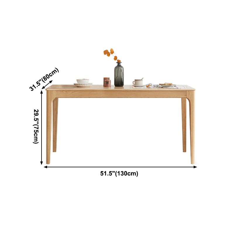 Mesa de comedor marrón de estilo moderno, mesa de comedor rectangular de madera maciza de 4 patas para el hogar