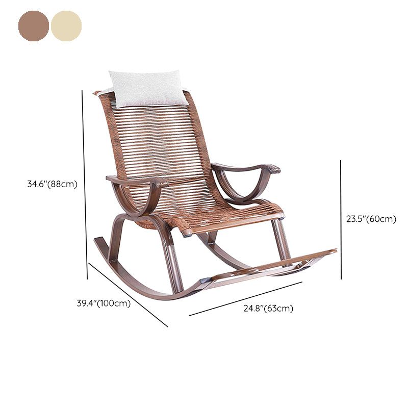 Traditional Rocking Chair Wicker Metal Frame Trapezoidal Back Indoor Rocking Chair