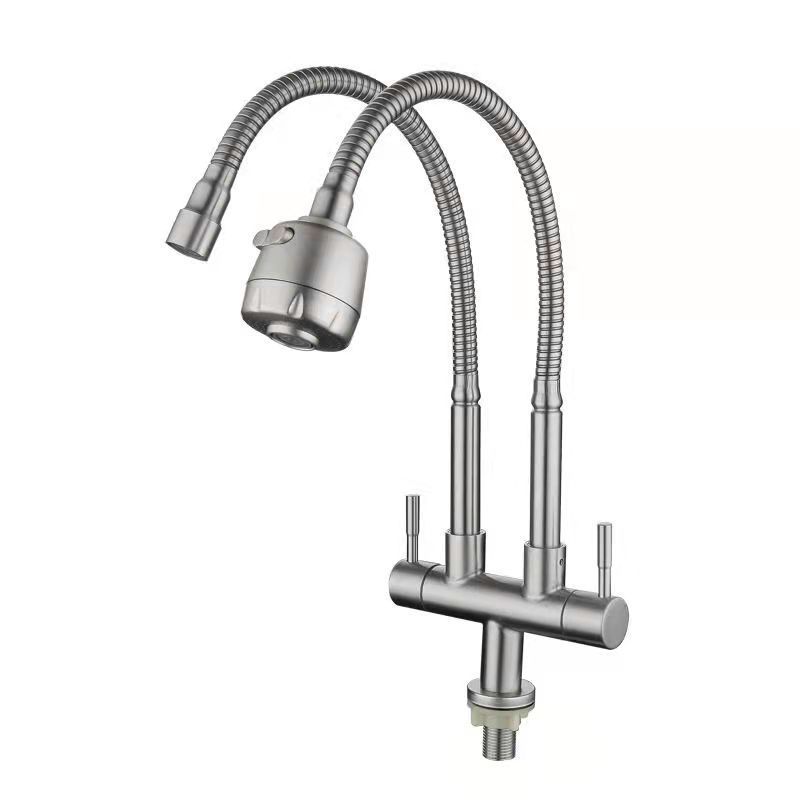 Double Handle Kitchen Faucet 2-Function Faucet with Deck Plate