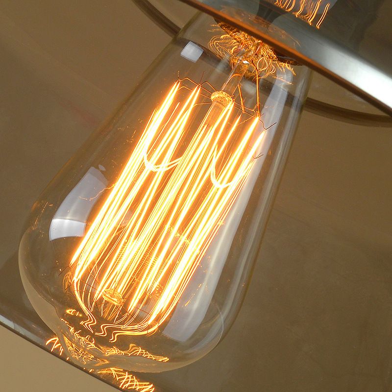 1 Lulb Fumo Grey Glass Glass Light Industrial Black Black Alabod Sospension Accensione