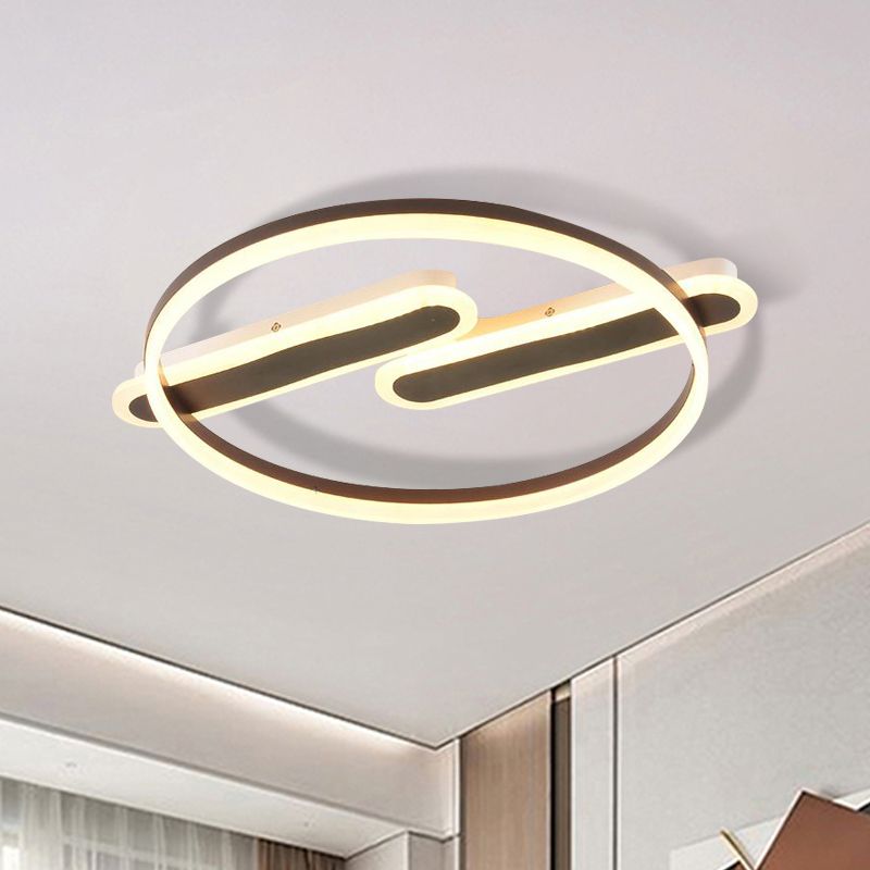 Acrylic Ringed Flush Light Contemporary LED Black Flush Mount Lamp with Dual Rectangle Canopy, Warm/White Light