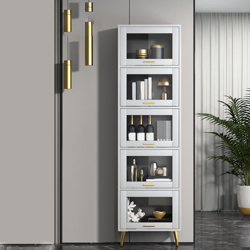 Glam Champagne/White Closed Back Standard Wood Shelf Bookcase for Living Room