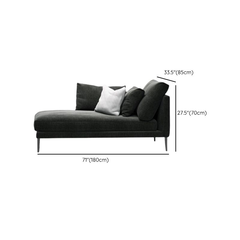 One Armed Contemporary Chaise Rolled Arms with Legs for Living Room