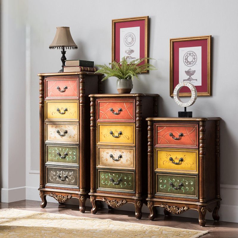Rustic Wood Chest Vertical Chest with 3/4/5 Drawers for Bedroom