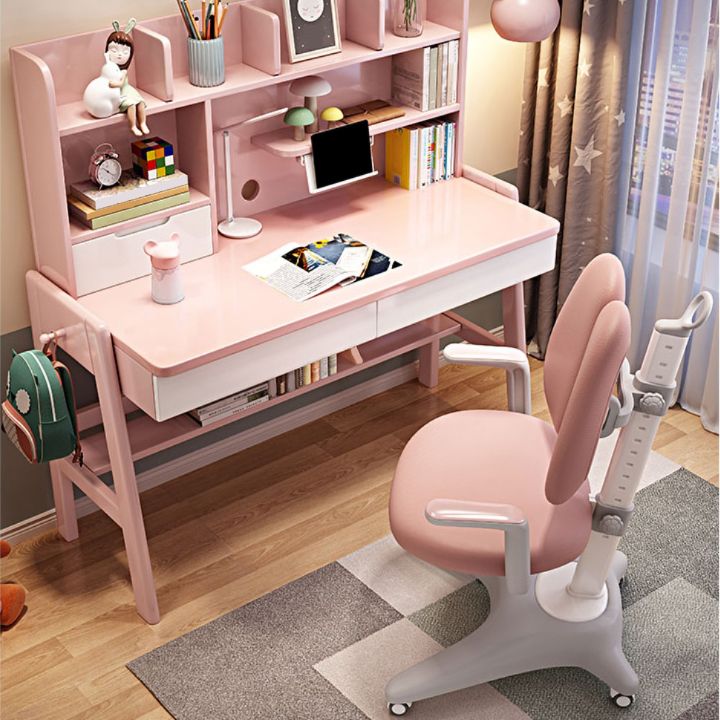 Writing Desk with Storage Drawer Solid Wood Multifunctional Lifting Home Study Desk