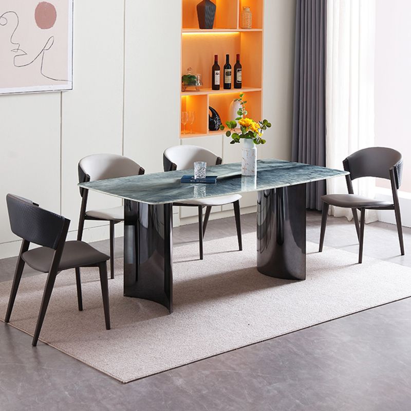 Modern Dining Set 1/5/7 Pcs Rectangle Marble Dining Table with Armless Chairs