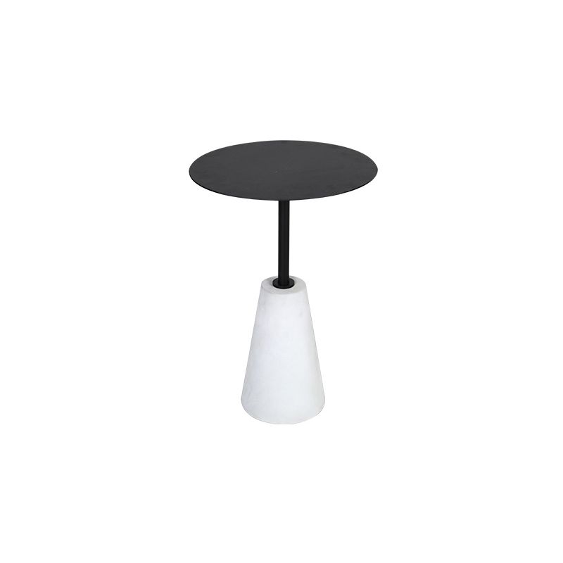 Dia 15.75"/19.69" Metal Round End Table Pedestal Side Table with Concrete Accent