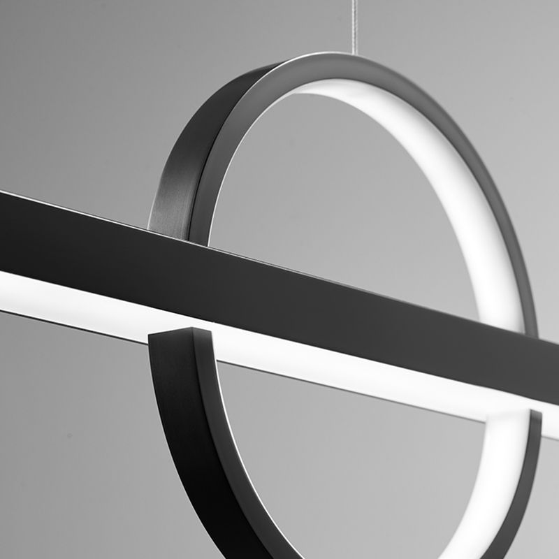Black LED Island Lamp Modern Simple Island Hanging Lamp with Acrylic Shade for Dining Room