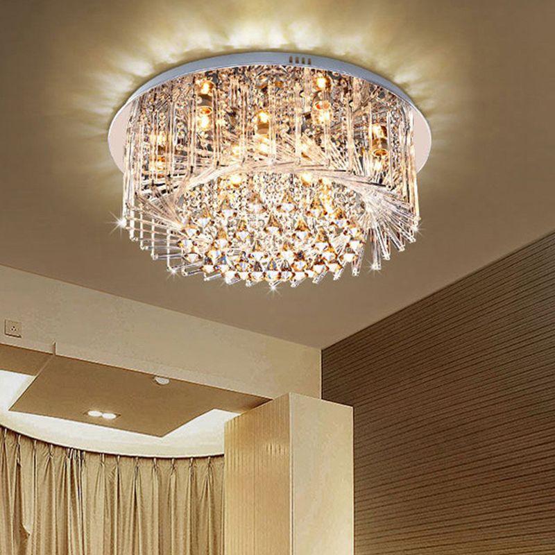 Drum-plafondlamp Eigentijds kristal LED-chroom inbouwlicht, 23,5"/31,5" breed