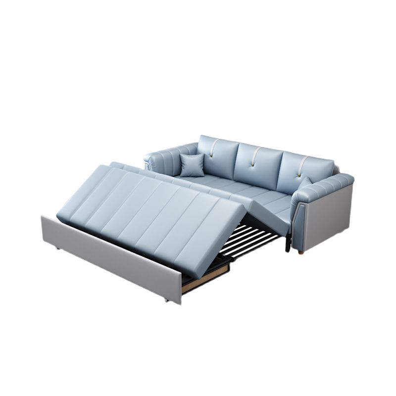 Square Arm Standard Couch Bed Contemporary Faux Leather Bed Sofa Couch
