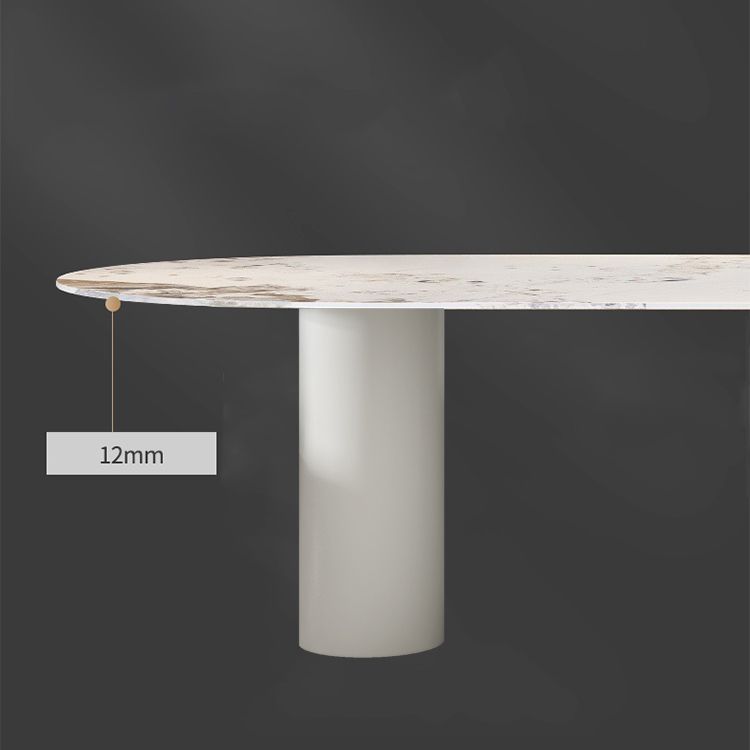 Stone Top Dining Table Traditional Luxury Dining Table with 3 Legs Base in White