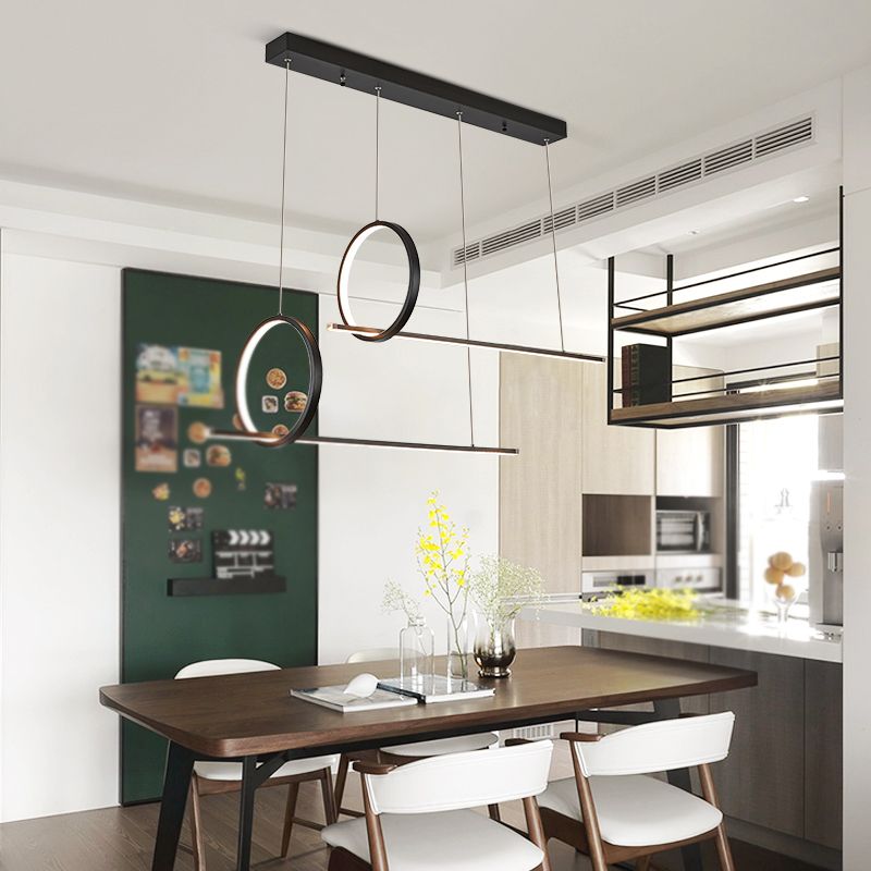 Idées d'éclairage d'île linéaire de forme moderne