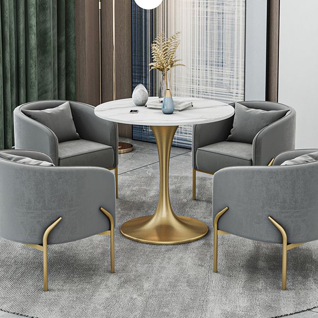 Mesa de comedor redonda contemporánea Mesa de comedor de piedra sinterizada con base de tulipán