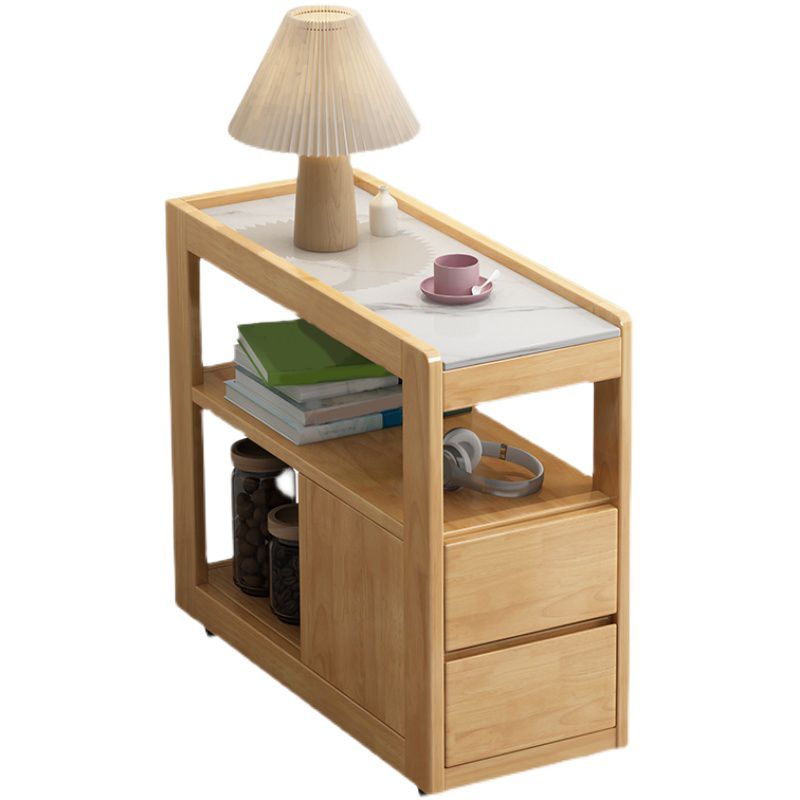27.6" W x 11.8" D x 24.4" H End Slide Table Wood Rectangular Shape Corner Table