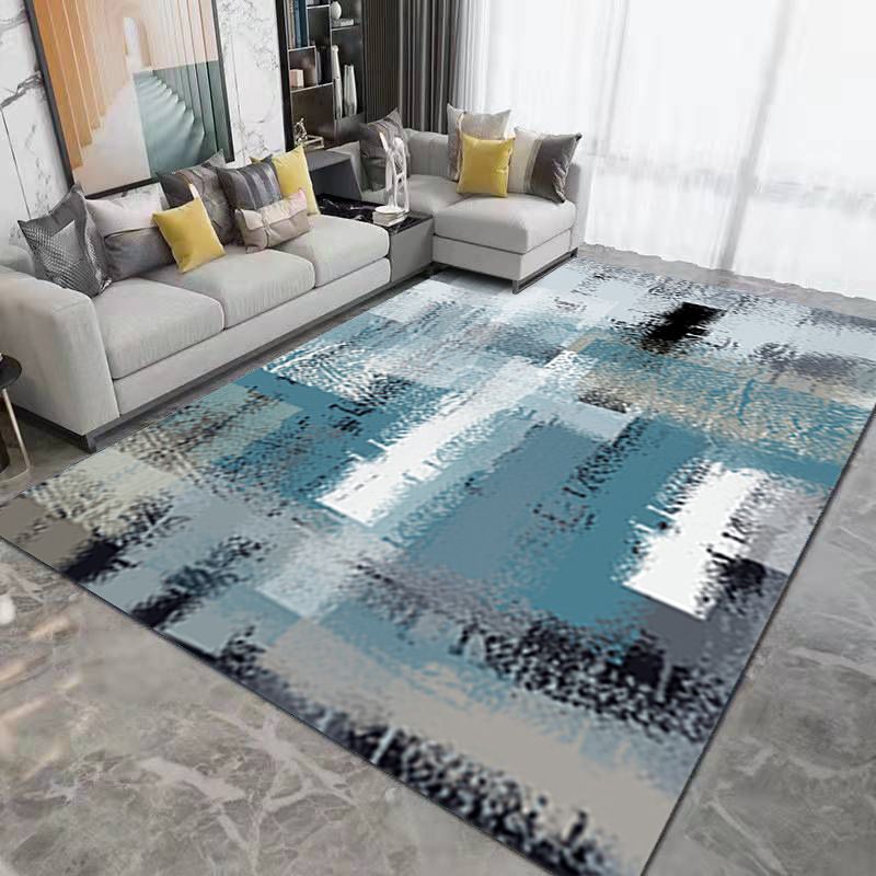 Gray Modern Rug Polyester Graphic Rug Non-Slip Backing Rug for Home Decor