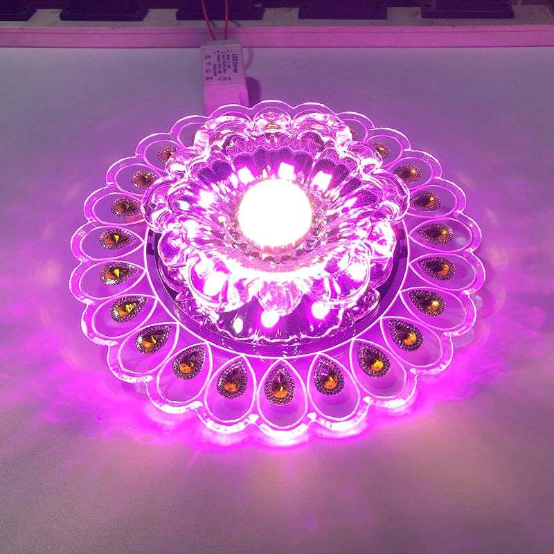 Mini luz de techo de cristal LED de estilo moderno, luz de techo empotrada con orificio de 2-3,5 pulgadas de diámetro