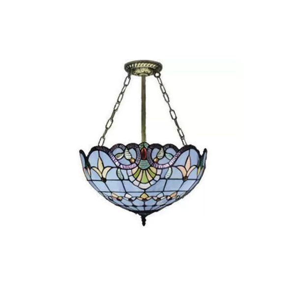 Plafonniers LED pour chambre à coucher, semi-encastré, dôme vers le haut, avec abat-jour en vitrail, style victorien