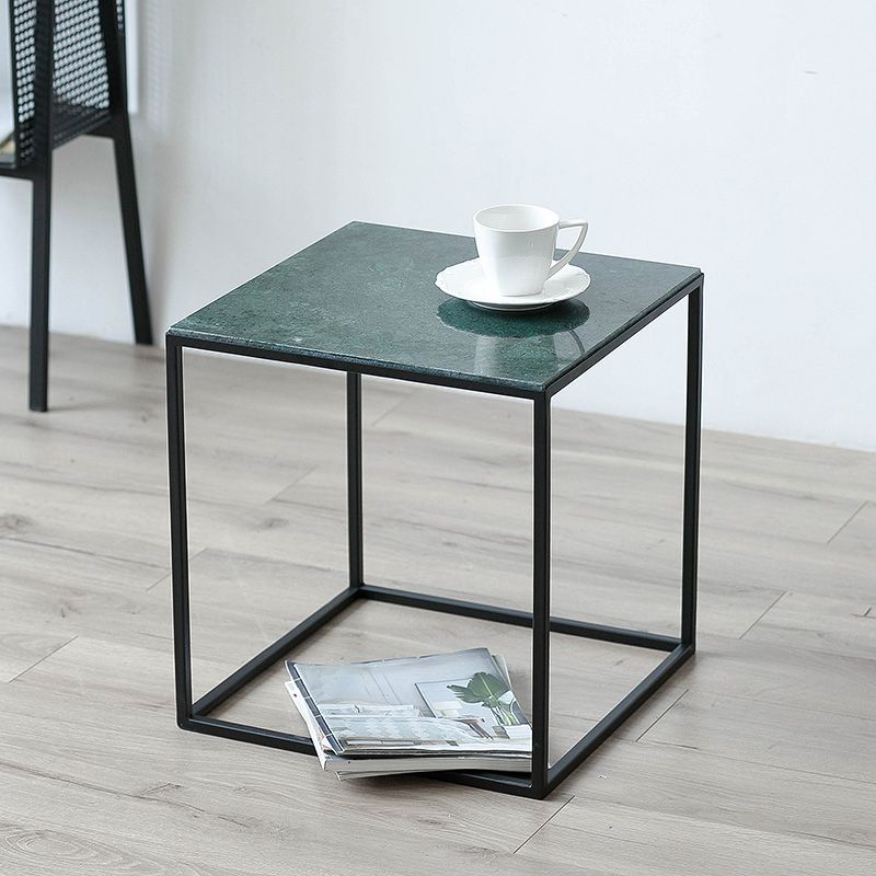 Glam Frame Coffee Table Slate Square Cocktail Table for Living Room