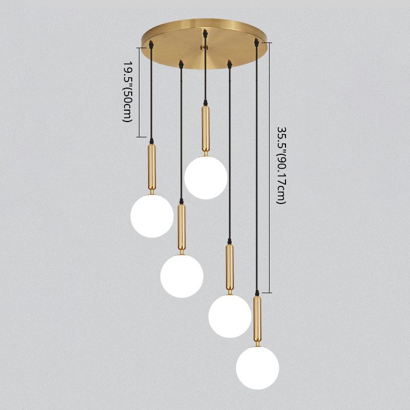 Modern Minimalist Multiple Globe Shade Pendant Light Metal Long Hanging Lamp for Living Room
