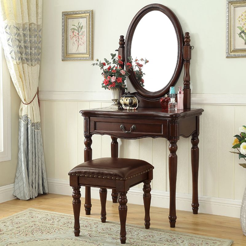 Traditional Rubberwood Bedroom Storage Box 3 Drawer Vanity Tables