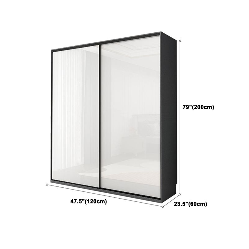 Contemporary White Storage Cabinet Mirrored Finish Cabinet with Sliding Door