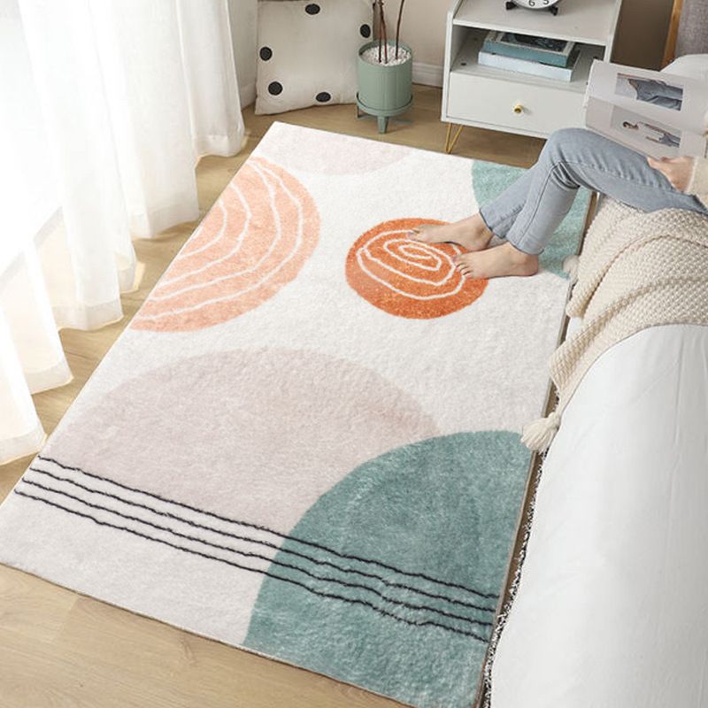 Beige Nordic Rug Polyester Color Piece Rug Stain Resistant Rug for Living Room