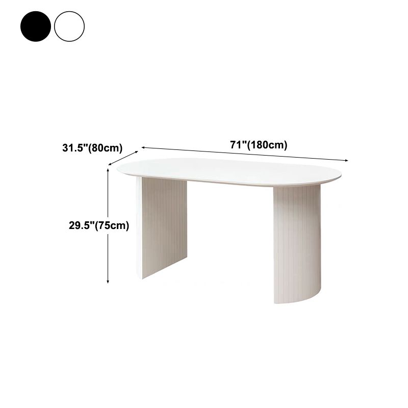 Modern Solid Wood Table for Restaurant Oval Kitchen Table with Double Pedestal