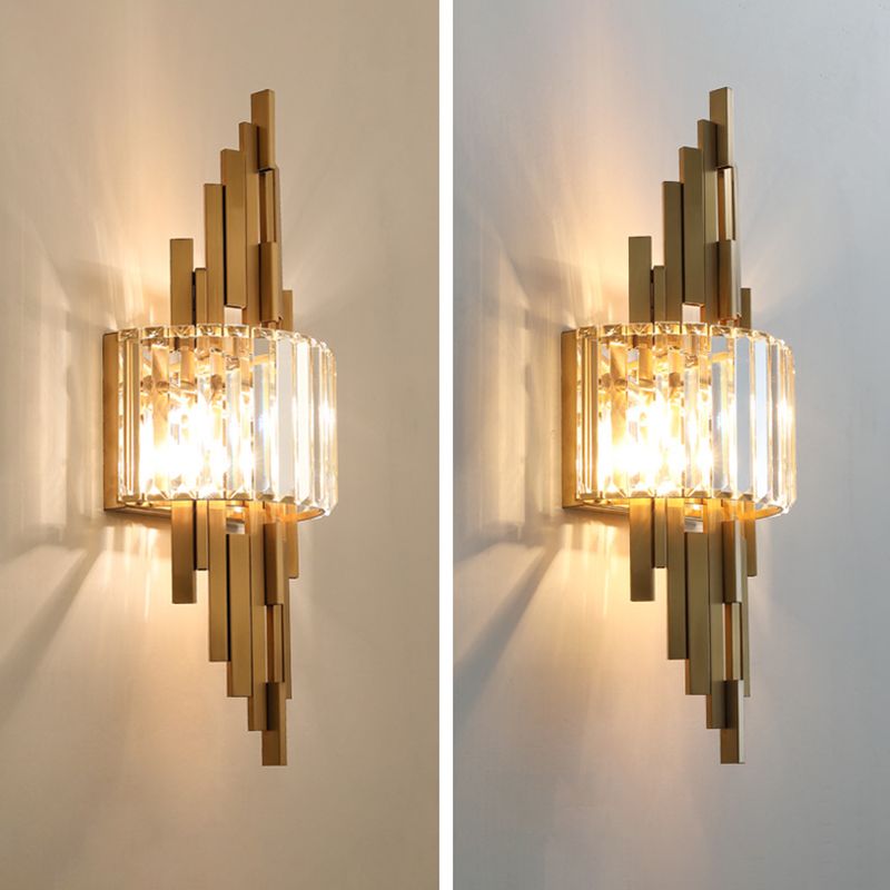 2-Light Geometric Wall Light Modern Crystal Wall Light Fixture