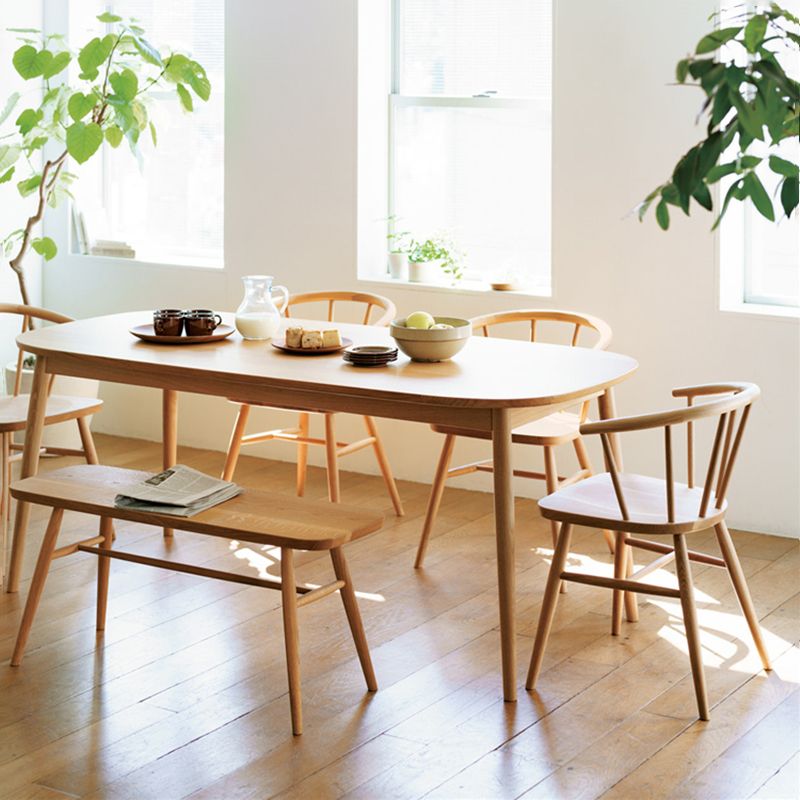 Simplicity Kitchen Solid Wood Dining Table Oval Shape Dining Table with 4 Legs Base
