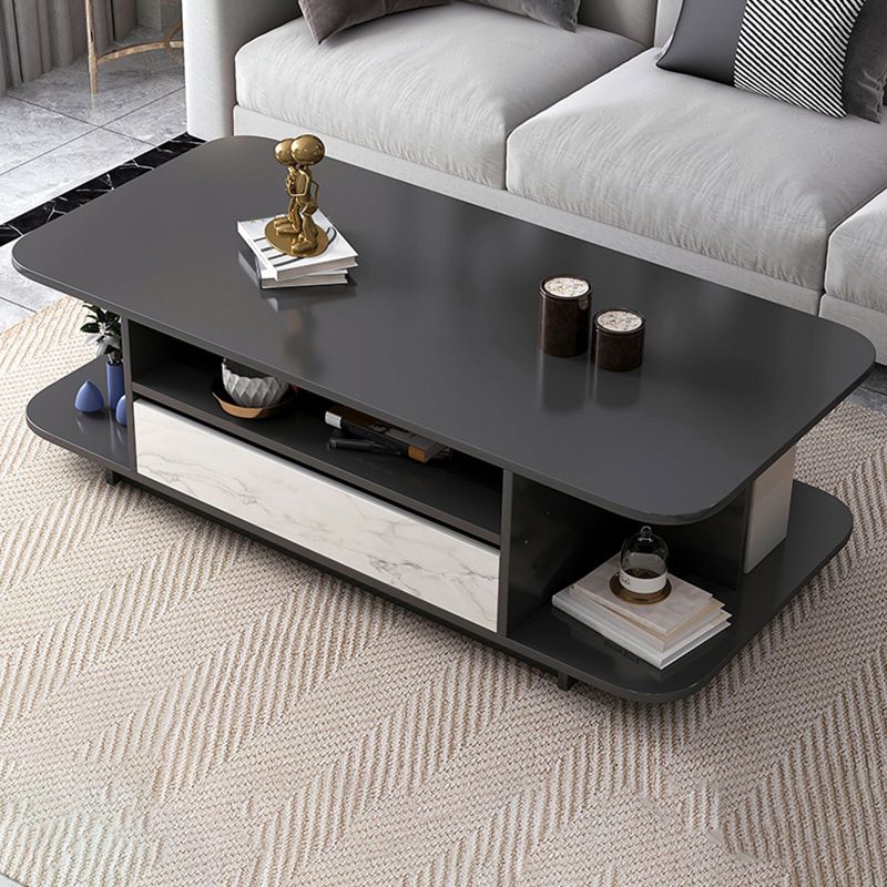 Scandinavian Coffee Table with Shelves and 1 Drawer Cocktail Table