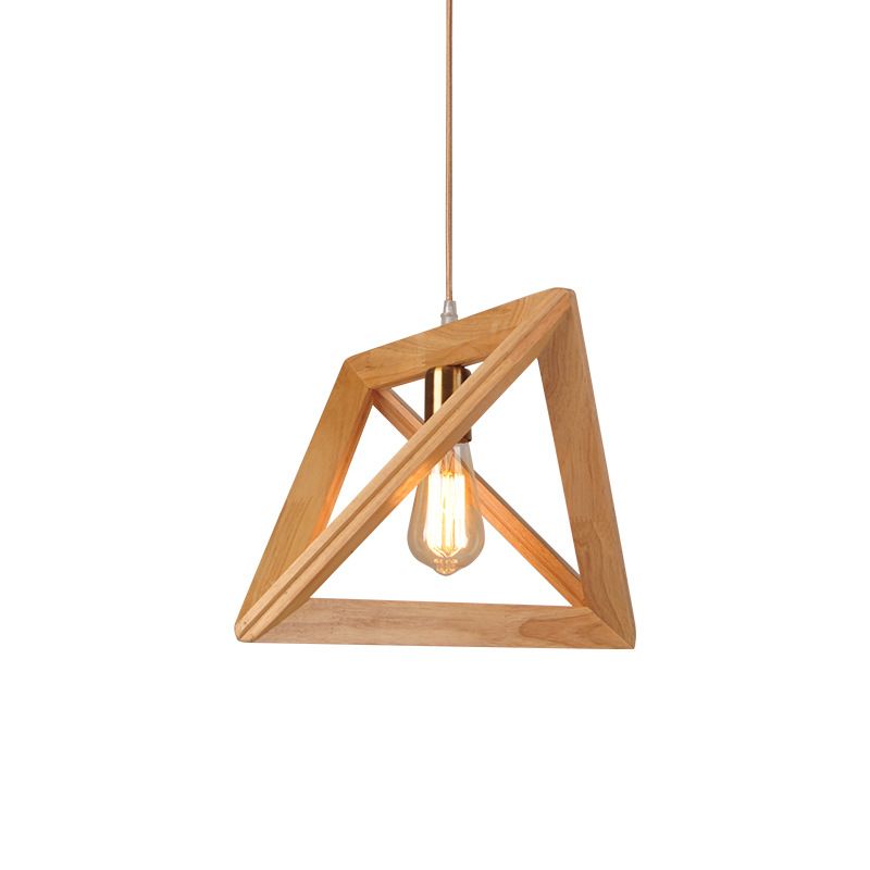 One Head Modern Wood Frame Pendant Light Bedroom Living Room Dining Room Pendant