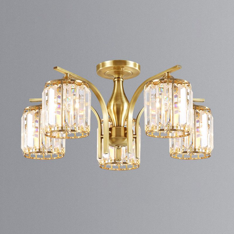Modern Minimalist Ceiling Lamp Crystal Shade Flush Mount Light Fixture for Bedroom