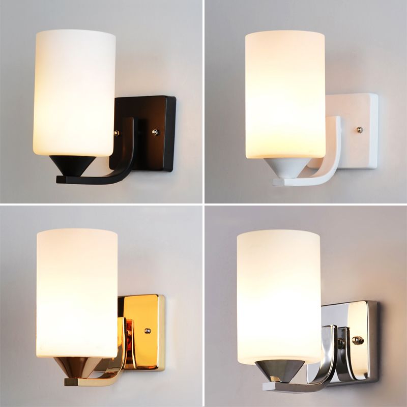 Luz de montaje en la pared de la pared de la pared de lámpara de pared simple con sombra de vidrio de cilindro