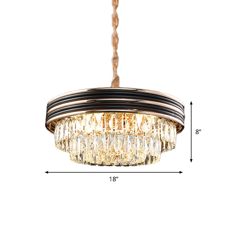 18 "/21,5" W Black 9/11 LAMPE DE DROP MODERNE CRISTAL MULTIQUEUR PRENDANT DE CHANDELER SUR LA TABLE