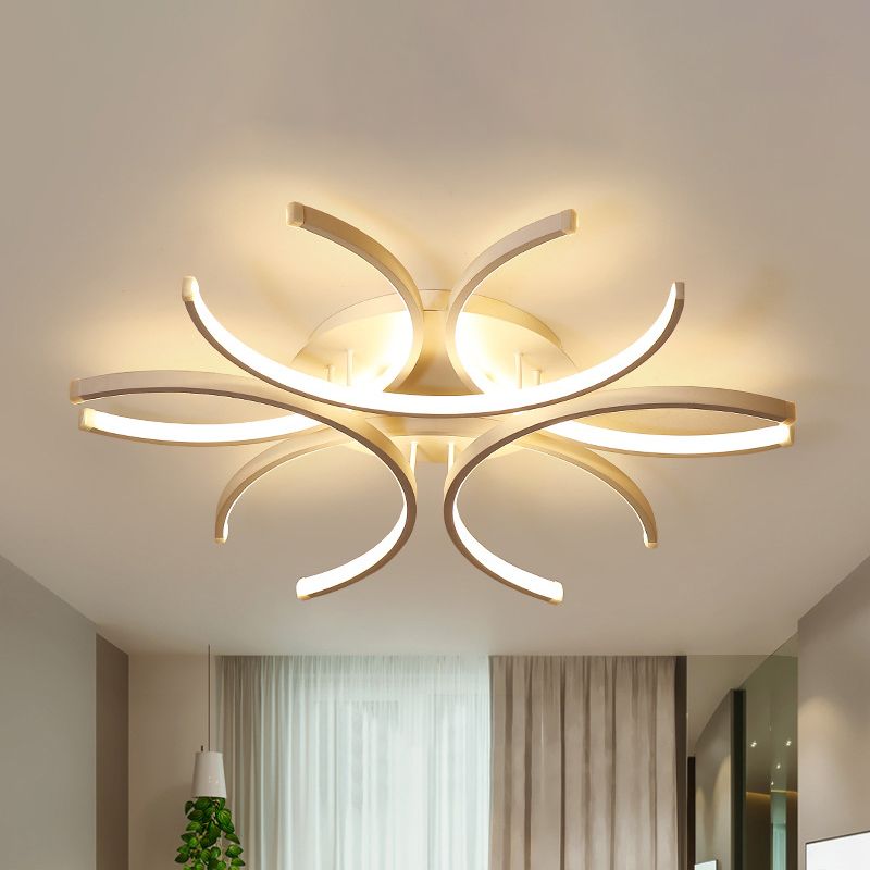 23.5"/31.5" W Curved Close to Ceiling Lamp Modern Acrylic LED White Semi Flush Mount Lighting in Warm/White Light